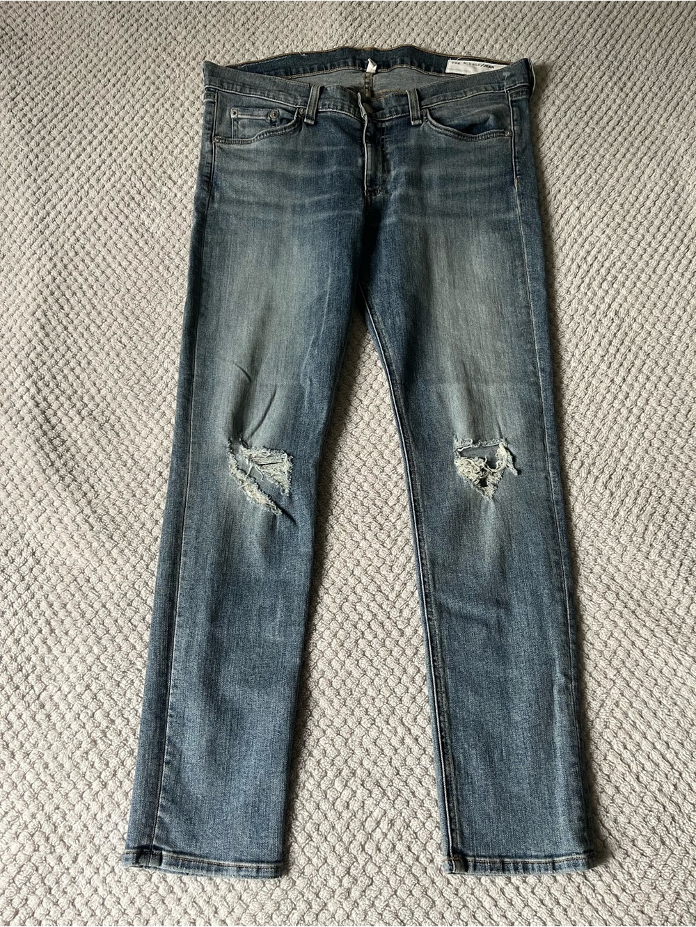 rag & bone Women's Capri Skinny Jeans - Distressed Medium Wash Blue
